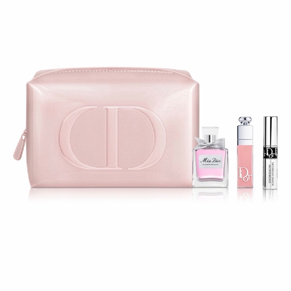 Dior Pink Makeup Bag Set with Miss Dior perfume & Lip Gloss & mascara